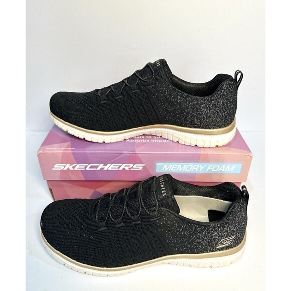 Skechers Shoes - Skechers Women’s Size 9 Black Memory Foam Sneakers Machine Washable Vegan NIB